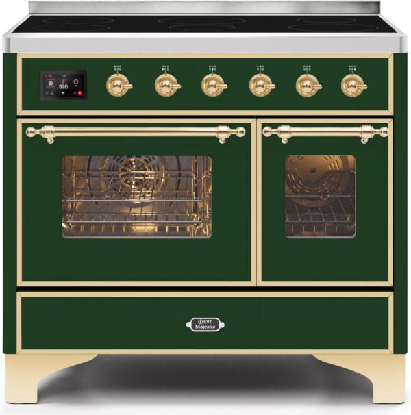 Majestic II 40 Inch Electric Freestanding Range in Emerald Green with Brass Trim