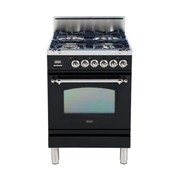 Nostalgie 24 Inch Gas Liquid Propane Freestanding Range in Glossy Black with Chrome Trim