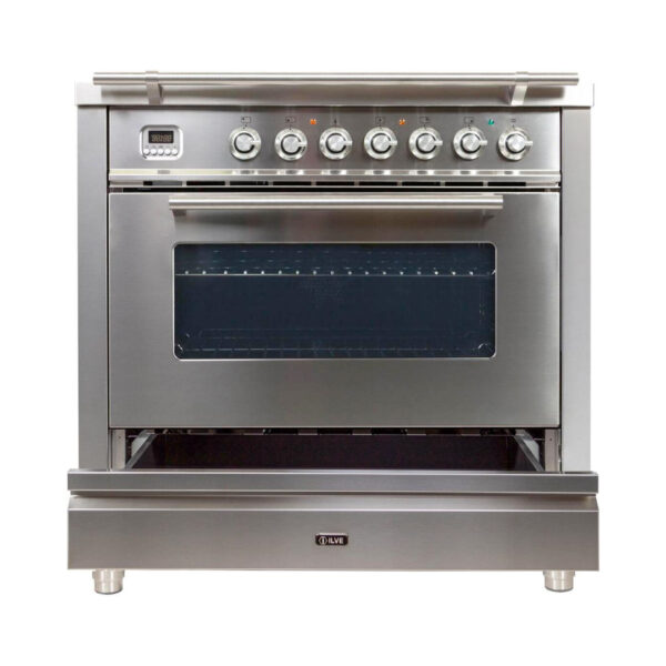 Professional Plus 36 Inch Dual Fuel Liquid Propane Freestanding Range in Stainless Steel with Chrome Trim - Image 3