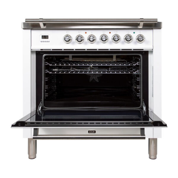 Professional Plus 36 Inch Gas Liquid Propane Freestanding Range in White with Chrome Trim - Image 2