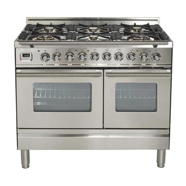 Professional Plus 40 Inch Dual Fuel Liquid Propane Freestanding Range in Stainless Steel with Chrome Trim