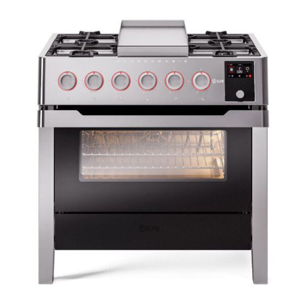 Panoramagic 36 Inch Dual Fuel Liquid Propane Freestanding Range in Stainless Steel with Trim