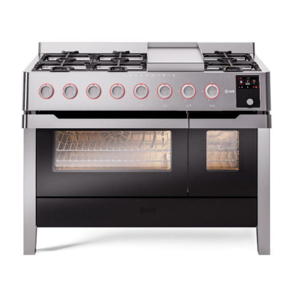 Panoramagic 48 Inch Dual Fuel Natural Gas Freestanding Range in Stainless Steel with Trim