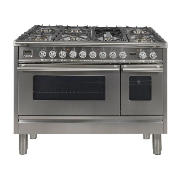 Professional Plus 48 Inch Dual Fuel Natural Gas Freestanding Range in Stainless Steel with Chrome Trim