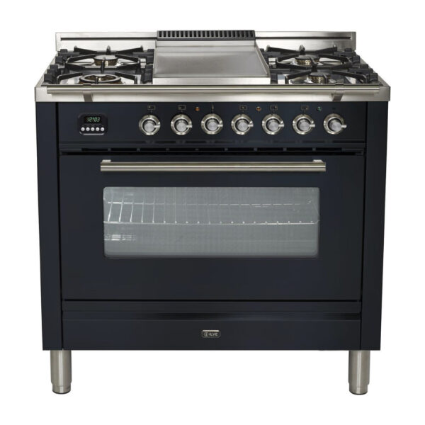 Professional Plus 36 Inch Dual Fuel Liquid Propane Freestanding Range in Matte Graphite with Chrome Trim