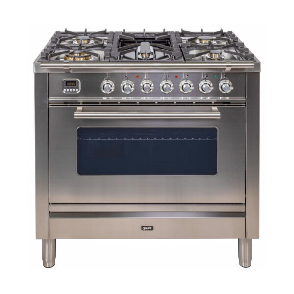 Professional Plus 36 Inch Gas Natural Gas Freestanding Range in Stainless Steel with Chrome Trim