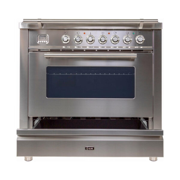 Professional Plus 36 Inch Gas Natural Gas Freestanding Range in Stainless Steel with Chrome Trim - Image 3