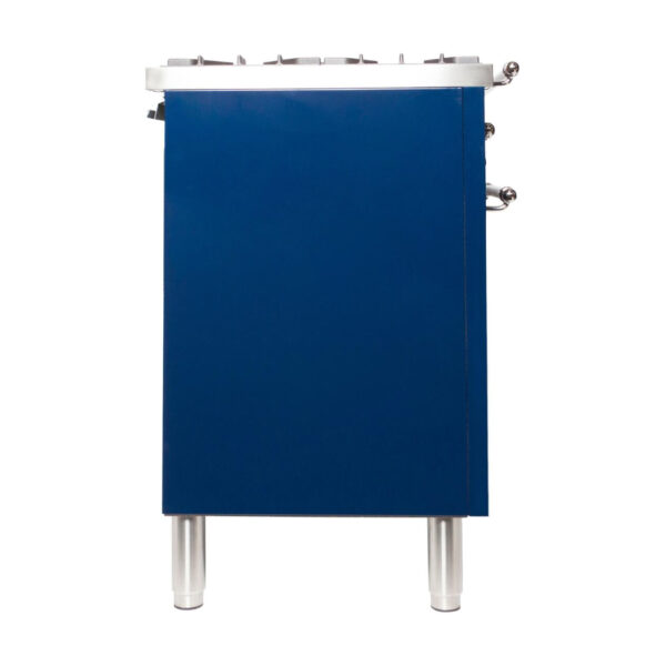 Nostalgie 36 Inch Dual Fuel Natural Gas Freestanding Range in Blue with Chrome Trim - Image 8