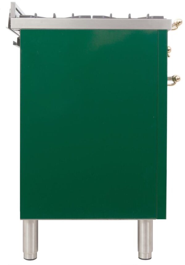 Nostalgie 30 Inch Dual Fuel Natural Gas Freestanding Range in Emerald Green with Brass Trim - Image 5