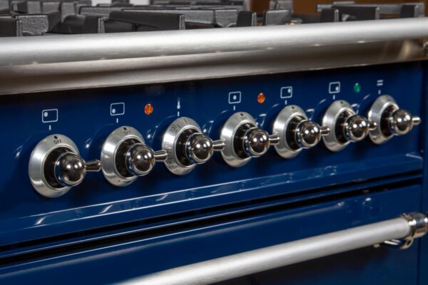 Nostalgie 30 Inch Dual Fuel Natural Gas Freestanding Range in Blue with Chrome Trim - Image 6