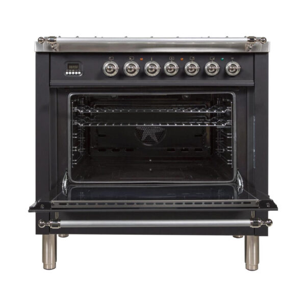 Nostalgie 36 Inch Gas Natural Gas Freestanding Range in Matte Graphite with Chrome Trim - Image 6