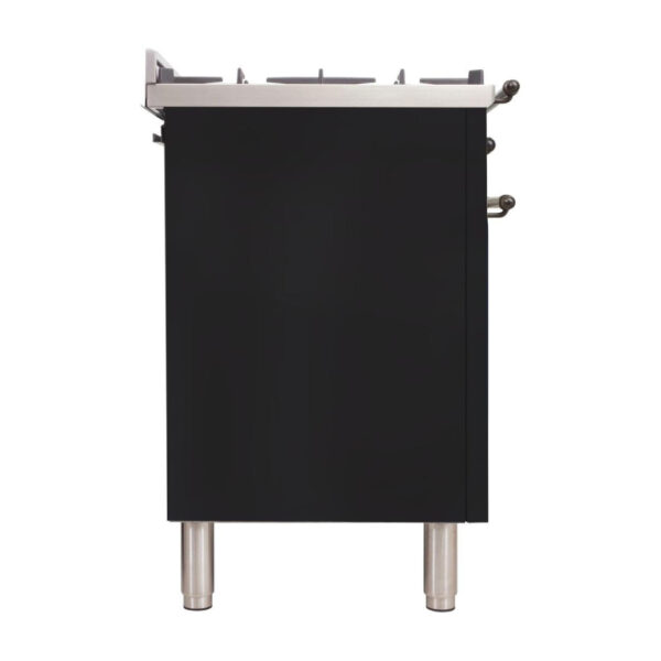 Nostalgie 48 Inch Dual Fuel Natural Gas Freestanding Range in Glossy Black with Bronze Trim - Image 6