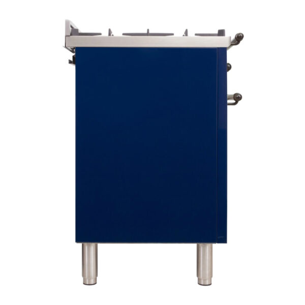 Nostalgie 36 Inch Dual Fuel Natural Gas Freestanding Range in Blue with Bronze Trim - Image 6