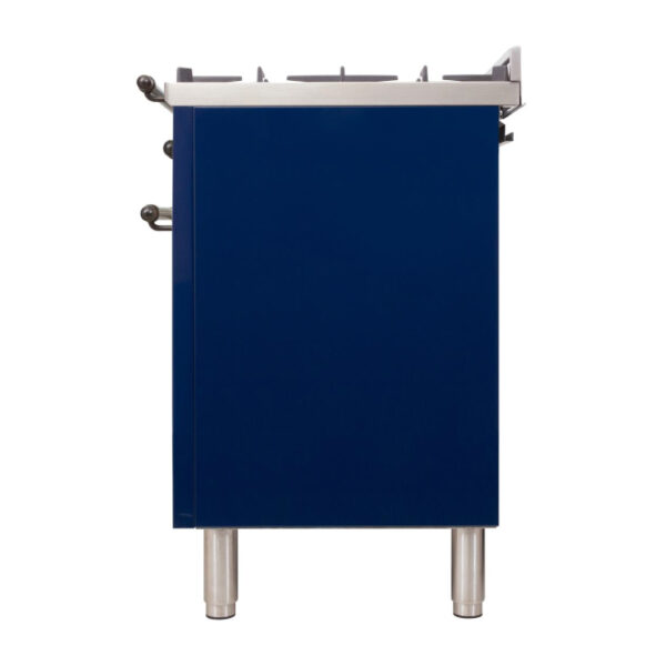 Nostalgie 36 Inch Dual Fuel Natural Gas Freestanding Range in Blue with Bronze Trim - Image 7