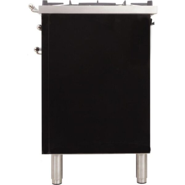 Nostalgie 30 Inch Dual Fuel Liquid Propane Freestanding Range in Glossy Black with Chrome Trim - Image 3