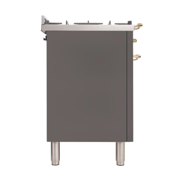 Nostalgie 36 Inch Gas Liquid Propane Freestanding Range in Stainless Steel with Brass Trim - Image 6