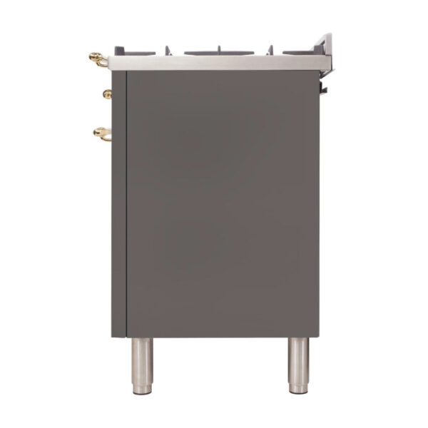 Nostalgie 36 Inch Gas Liquid Propane Freestanding Range in Stainless Steel with Brass Trim - Image 7