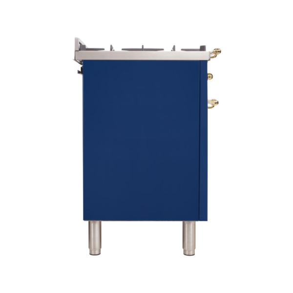 Nostalgie 36 Inch Dual Fuel Liquid Propane Freestanding Range in Blue with Brass Trim - Image 5