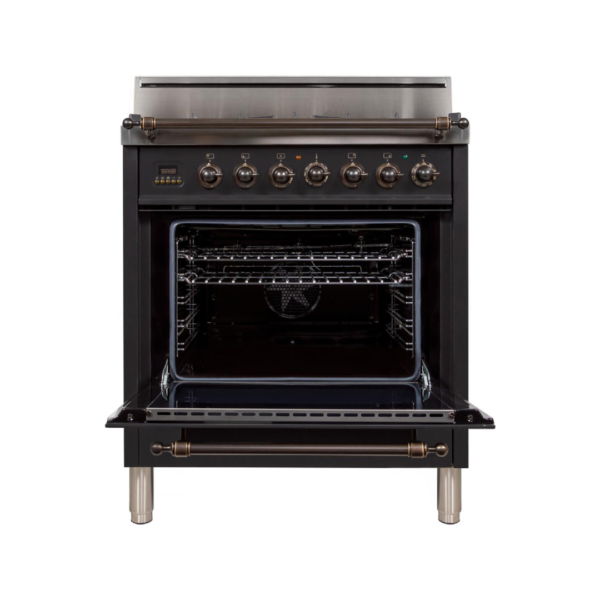 Nostalgie 30 Inch Gas Liquid Propane Freestanding Range in Matte Graphite with Bronze Trim - Image 2