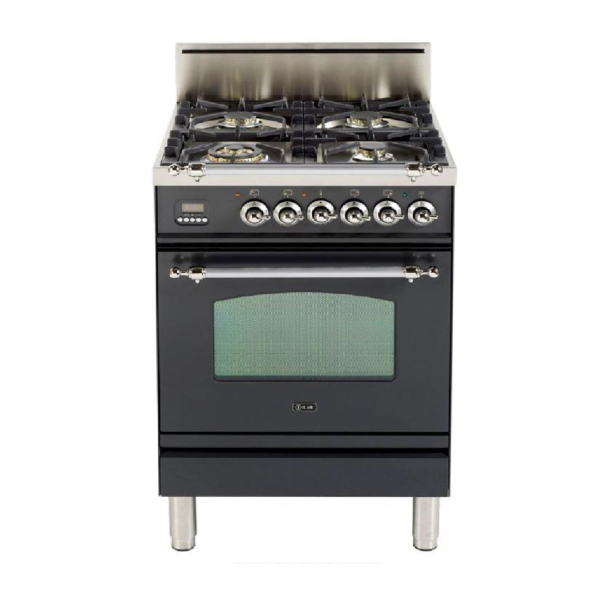 Nostalgie 24 Inch Gas Natural Gas Freestanding Range in Matte Graphite with Chrome Trim