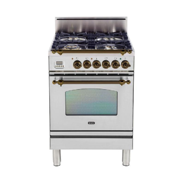 Nostalgie 24 Inch Gas Liquid Propane Freestanding Range in Stainless Steel with Bronze Trim