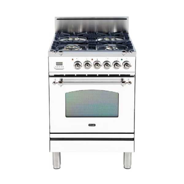 Nostalgie 24 Inch Gas Natural Gas Freestanding Range in White with Chrome Trim