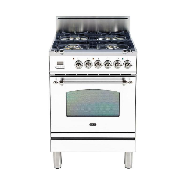 Nostalgie 24 Inch Gas Liquid Propane Freestanding Range in White with Chrome Trim