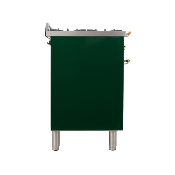 Nostalgie 24 Inch Dual Fuel Natural Gas Freestanding Range in Emerald Green with Brass Trim - Image 3