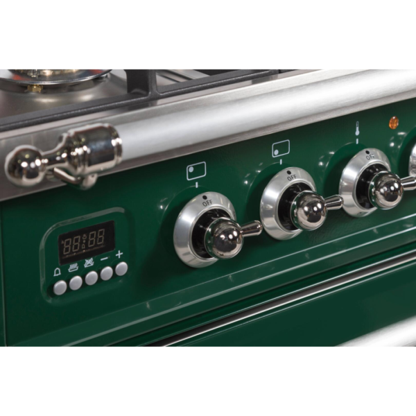 Nostalgie 48 Inch Dual Fuel Natural Gas Freestanding Range in Emerald Green with Chrome Trim - Image 5