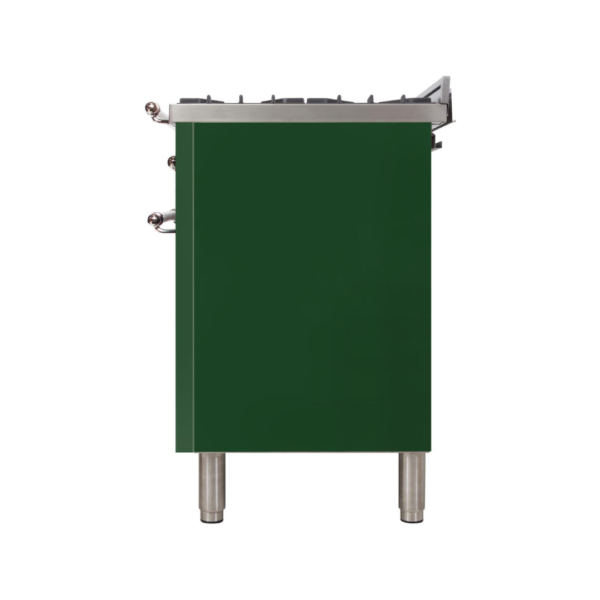 Nostalgie 48 Inch Dual Fuel Natural Gas Freestanding Range in Emerald Green with Chrome Trim - Image 6