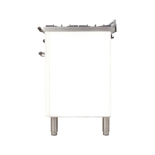 Nostalgie 36 Inch Dual Fuel Liquid Propane Freestanding Range in White with Bronze Trim - Image 6