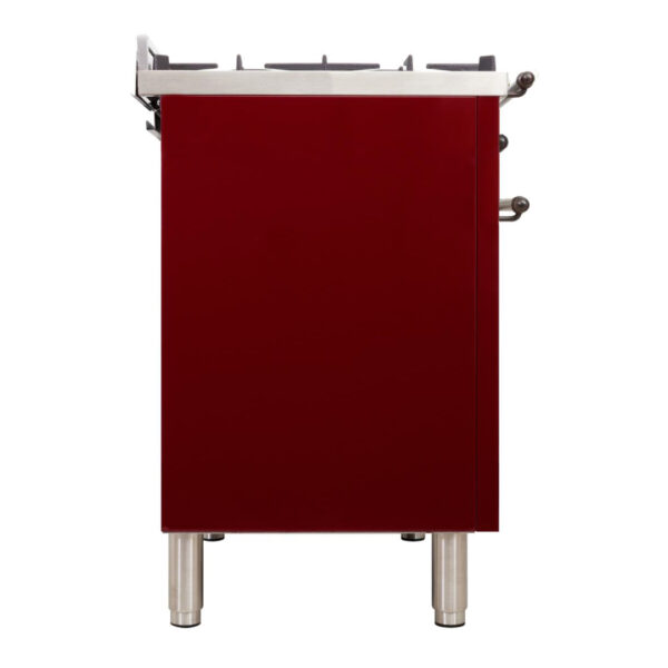 Nostalgie 36 Inch Dual Fuel Natural Gas Freestanding Range in Burgundy with Bronze Trim - Image 5