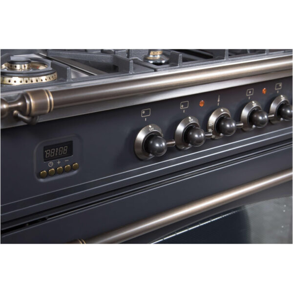 Nostalgie 36 Inch Gas Liquid Propane Freestanding Range in Matte Graphite with Bronze Trim - Image 5