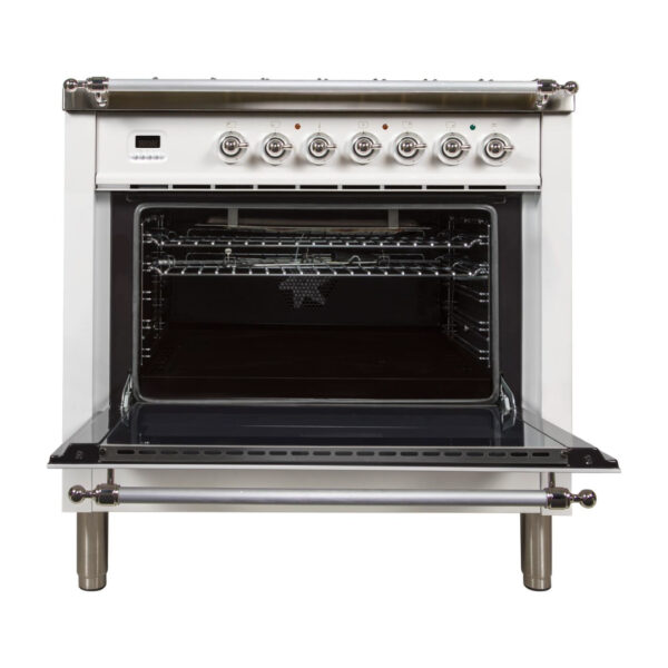 Nostalgie 36 Inch Gas Liquid Propane Freestanding Range in White with Chrome Trim - Image 2