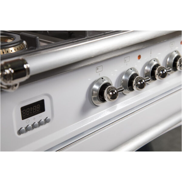 Nostalgie 36 Inch Gas Liquid Propane Freestanding Range in White with Chrome Trim - Image 5