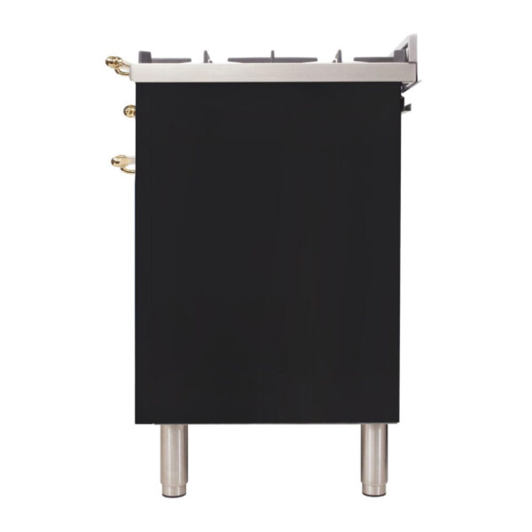 Nostalgie 36 Inch Dual Fuel Natural Gas Freestanding Range in Matte Graphite with Brass Trim - Image 7