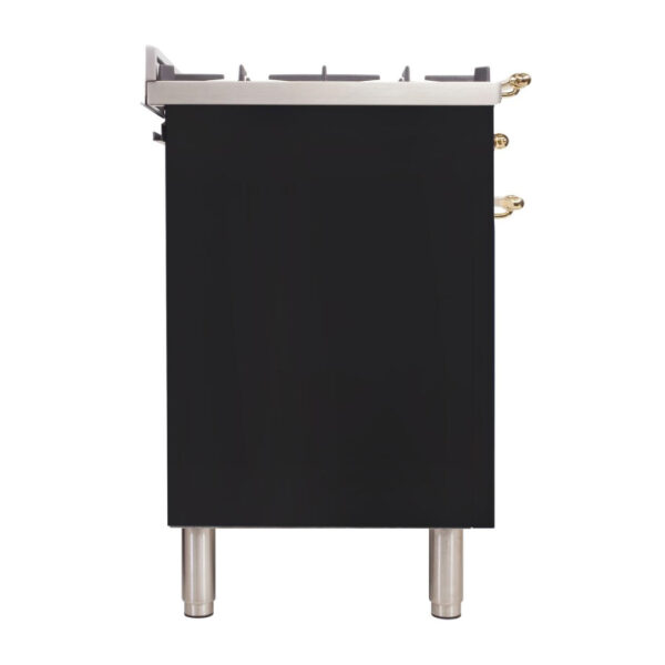 Nostalgie 36 Inch Dual Fuel Natural Gas Freestanding Range in Matte Graphite with Brass Trim - Image 8