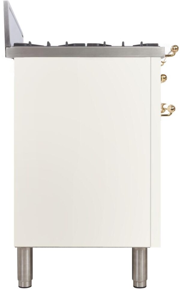 Nostalgie 30 Inch Gas Liquid Propane Freestanding Range in White with Brass Trim - Image 4