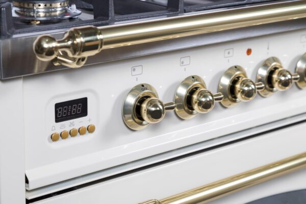 Nostalgie 30 Inch Gas Liquid Propane Freestanding Range in Antique White with Brass Trim - Image 3