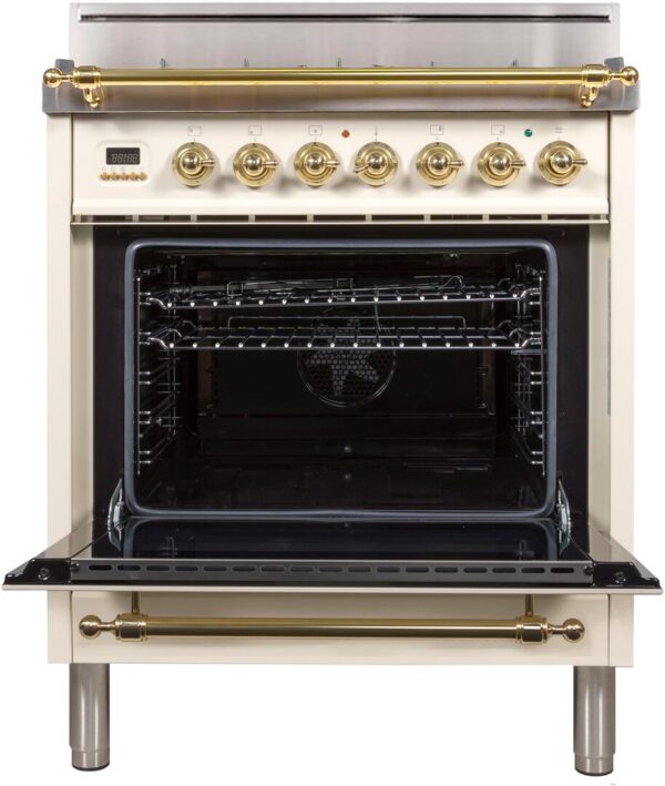 Nostalgie 30 Inch Gas Liquid Propane Freestanding Range in Antique White with Brass Trim - Image 6