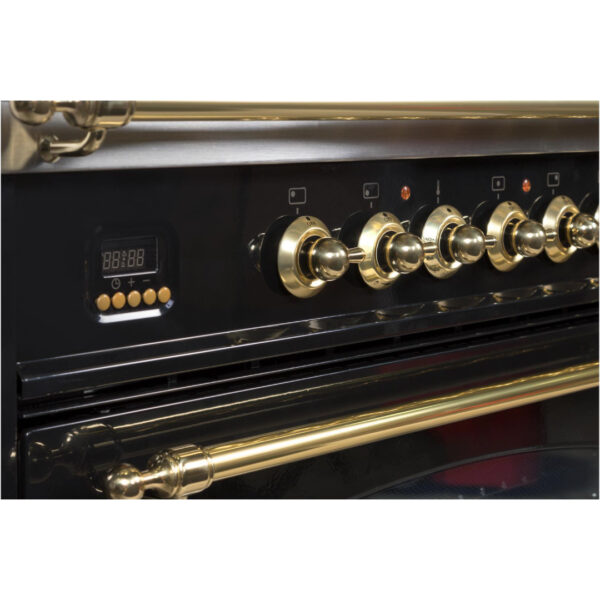 Nostalgie 36 Inch Gas Liquid Propane Freestanding Range in Glossy Black with Brass Trim - Image 5