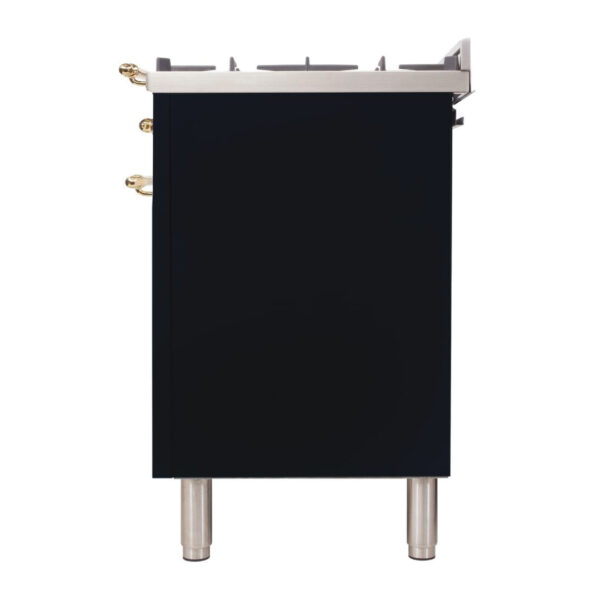 Nostalgie 36 Inch Gas Liquid Propane Freestanding Range in Glossy Black with Brass Trim - Image 7