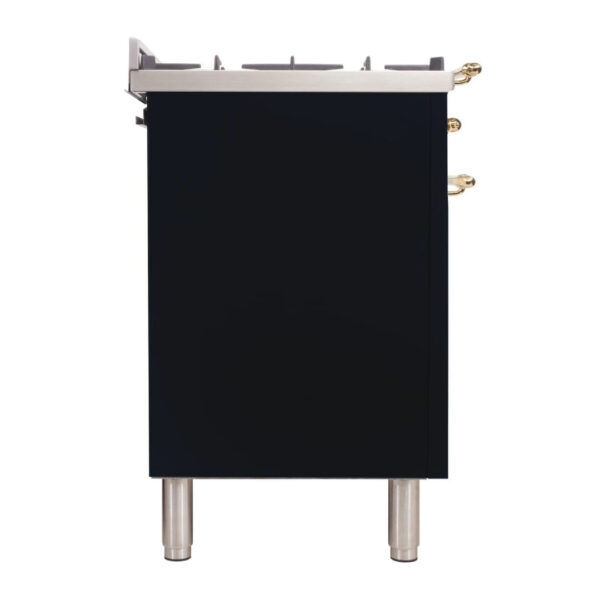 Nostalgie 36 Inch Gas Liquid Propane Freestanding Range in Glossy Black with Brass Trim - Image 8